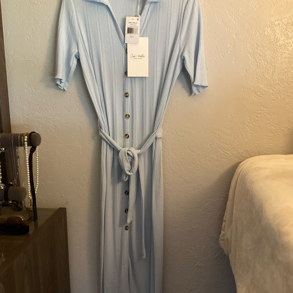 Taylor Sky Blue Long Sleeve Dress